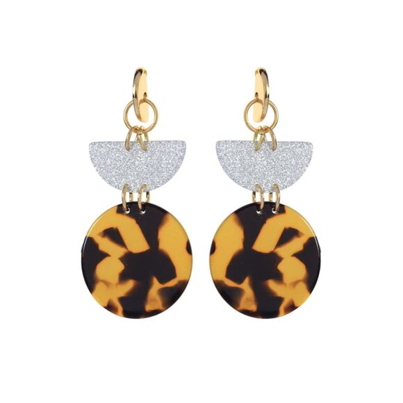 TORTOISE SHELL GEOMETRIC EARRINGS - Picture 3 of 7
